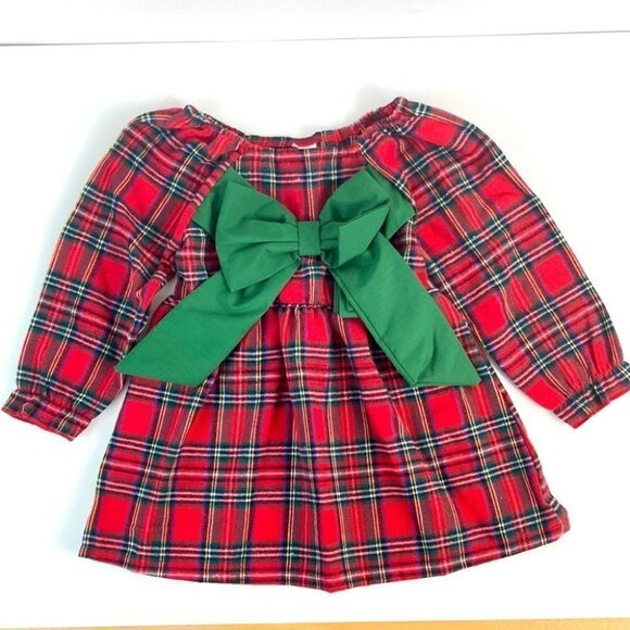Other - Girls Plaid Holiday Christmas Dress with Bow Detail 3Y